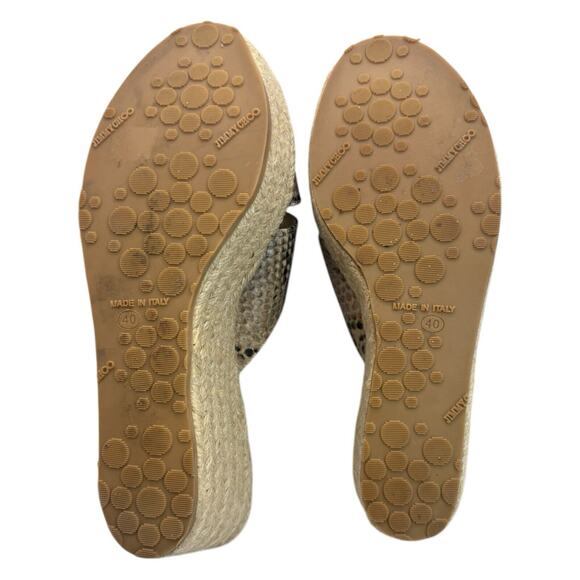 JIMMY CHOO Dovina Snake Embossed Espadrille Platform Wedge Women's Size 40 - Picture 12 of 16